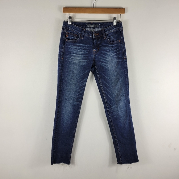 Miss Me Nicole Mid Rise Skinny Raw Hem Ankle Jeans Dark 49 - Picture 1 of 12